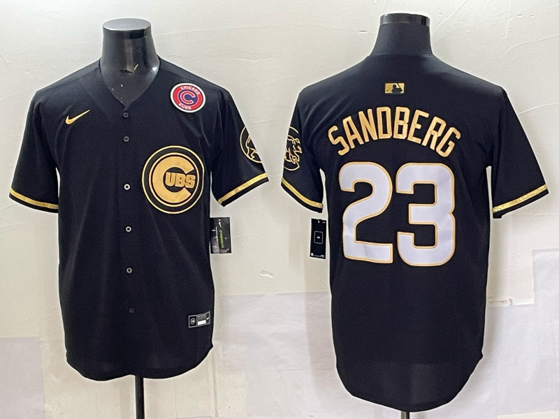 Men Chicago Cubs #23 Sandberg black Nike MLB 2025 Jersey 04